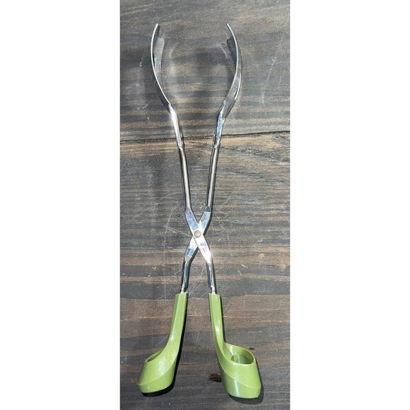 Earthgrown Vintage Canning Tongs Avocado Green Kitchen Utensil Salad Serving - Picture 2 of 4